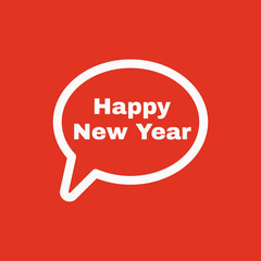 The speech bubble with the word happy new year icon. Celebration and  holiday, christmas symbol. Flat