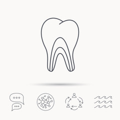 Dentinal tubules icon. Tooth medicine sign.