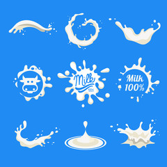 Obraz na płótnie Canvas Milk Logo and Labels Designs with Lettering