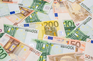 Different Euro banknotes