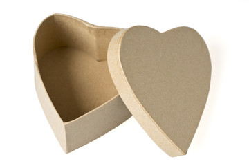 Heart shaped gift box . White Valentines day, birthday or celebration background.