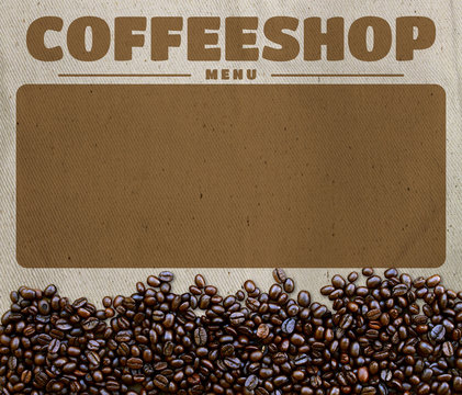 Coffee bean with old fabric texture background