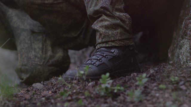 Military Exercises in Wood. Shot with Red Camera