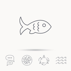 Fish icon. Seafood sign. Vegetarian food symbol.