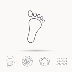 Baby footprint icon. Child foot sign.