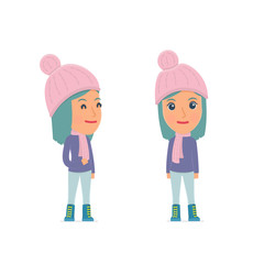 Happy Character Winter Girl standing in relaxed pose