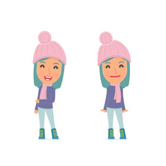 Funny Character Winter Girl in confident and shy poses