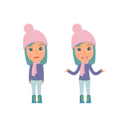 Confused  Character Winter Girl in ignorance and does not know w