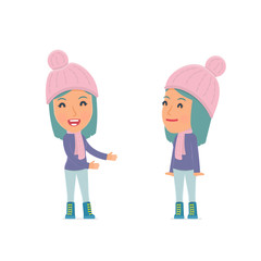 Funny Character Winter Girl introduces his shy friend