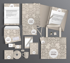 Corporate identity template design with floral pattern.