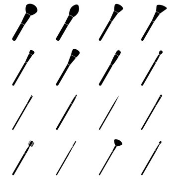 Set of brushes for make up, vector illustration