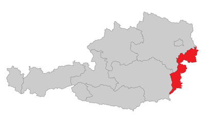 Österreich - Burgenland (Vektor in Rot)