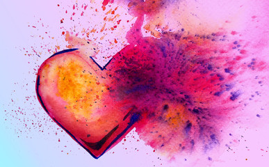 Watercolour bright heart