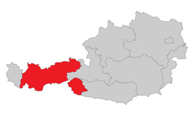 Österreich - Tirol (Vektor in Rot)