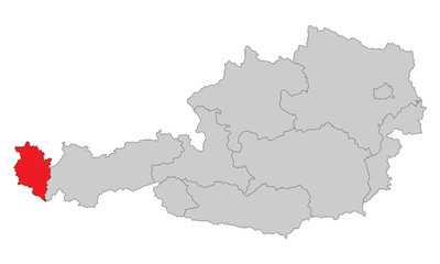 Fototapeta na wymiar Österreich - Vorarlberg (Vektor in Rot)