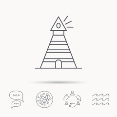 Fototapeta premium Lighthouse icon. Searchlight signal sign.