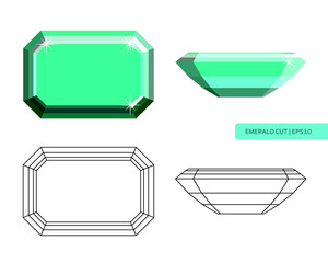 Emerald cut flat style illustration - 99836155