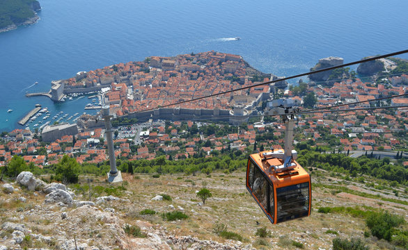 Dubrovnik Cable Car Takes Tourists from the old town to the top of mount srd and a spectacular panoramic view of the old town and city wall. 