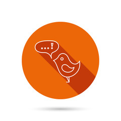 Bird with speech bubble icon. Short messages.