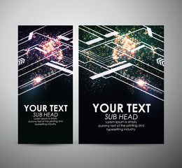 Abstract colorful lights technology brochure business design template or roll up. Vector illustration.