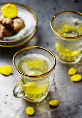 ginger tea in glass cups
