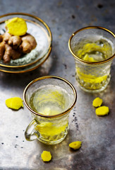 ginger tea in glass cups