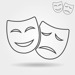 Mask icon/Theater icon with happy and sad masks