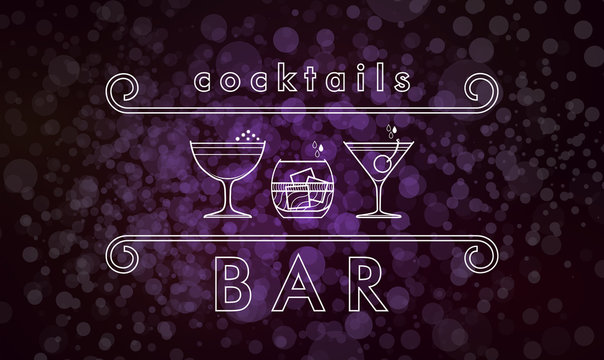 Cocktails Cart  Vector Design Template For A Bar Or Restaurant, Nightclub