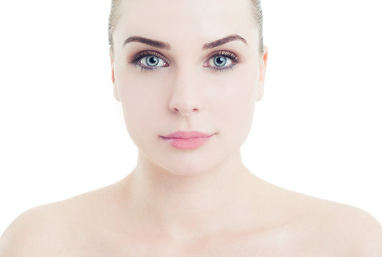Face and shoulders of a perfect skin woman