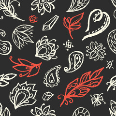 Fototapeta premium Boho style elements seamless pattern.