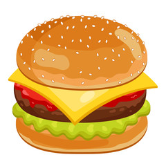 Burger on white background.