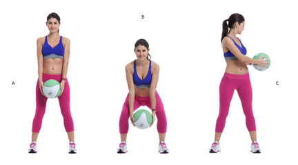 Sumo squat with medicine ball