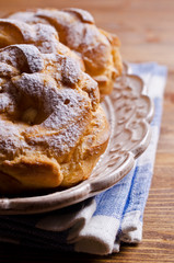 Round cake with cream
