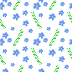 Seamless floral vector pattern. Symmetrical background with daisies on the white backdrop