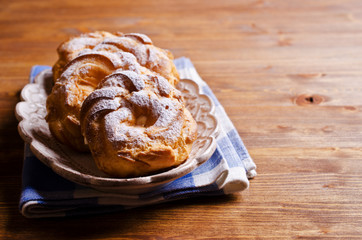 Round cake with cream