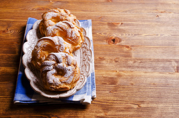 Round cake with cream