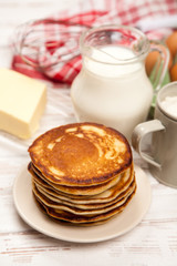 High pile of delicious pancakes