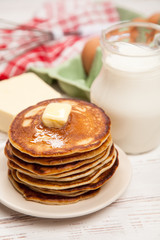 High pile of delicious pancakes