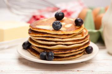 High pile of delicious pancakes