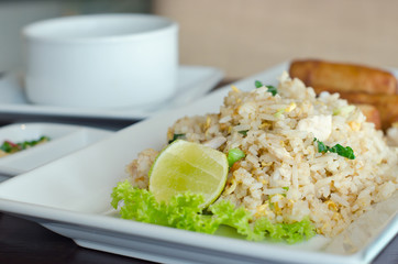 Fried rice and spring roll - Traditional thai food
