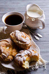 Round cake with cream