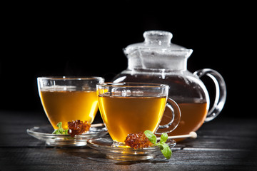 Cup of tea on dark background