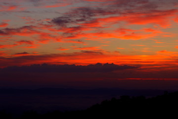 Multicolored sky Doi Chang Chiang Rai.