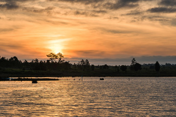 Sunset over lake.