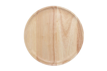 Empty wood dish isolated on white background.