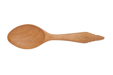 Wooden ladle isolated on white background.