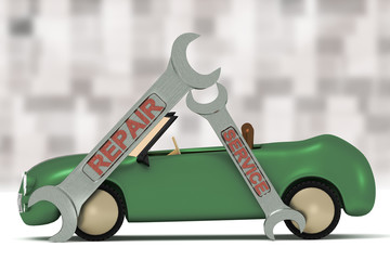 Car with wrench