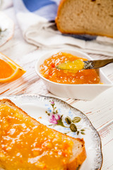 Slices of bread with jam