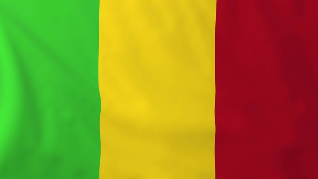 Flag of Mali, slow motion waving. Rendered using official design and colors.
