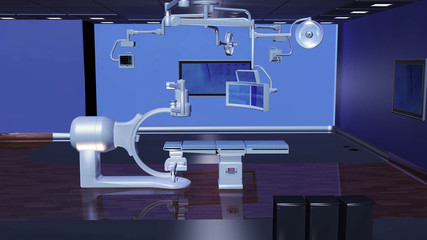 Moderner Operationssaal mit Ausrüstung für eine Hybrid-OP